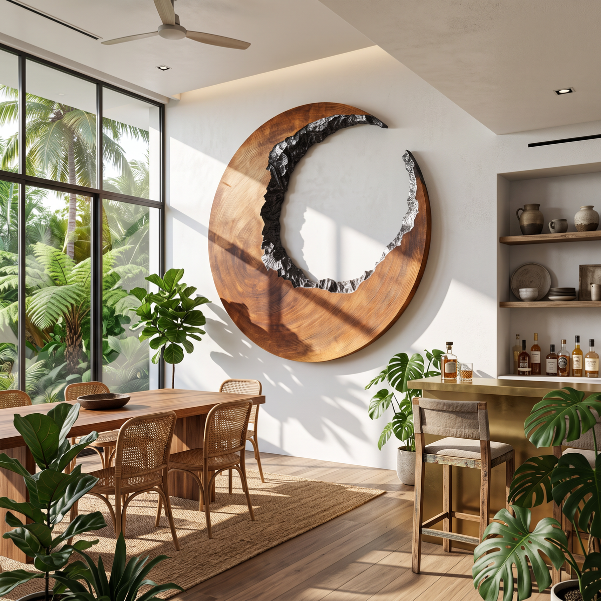 Mid-Century 3D Hardwood Wall Sculpture with Flowing Curves - view 4