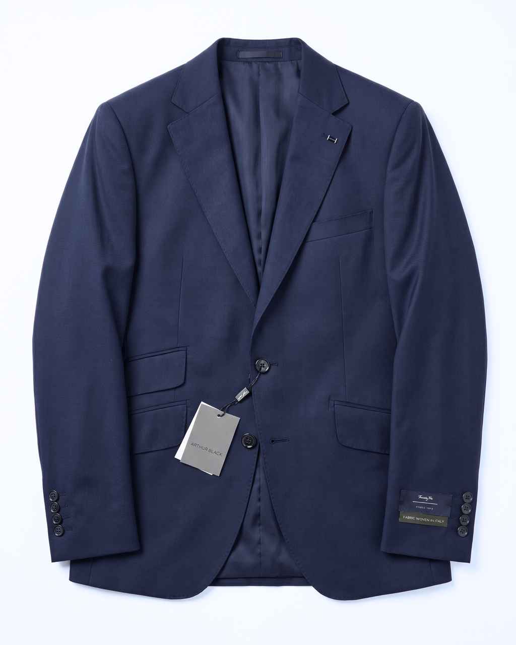 Men's Solid Dark Blue Slim Fit Gabardine Wool 2-Button Suit