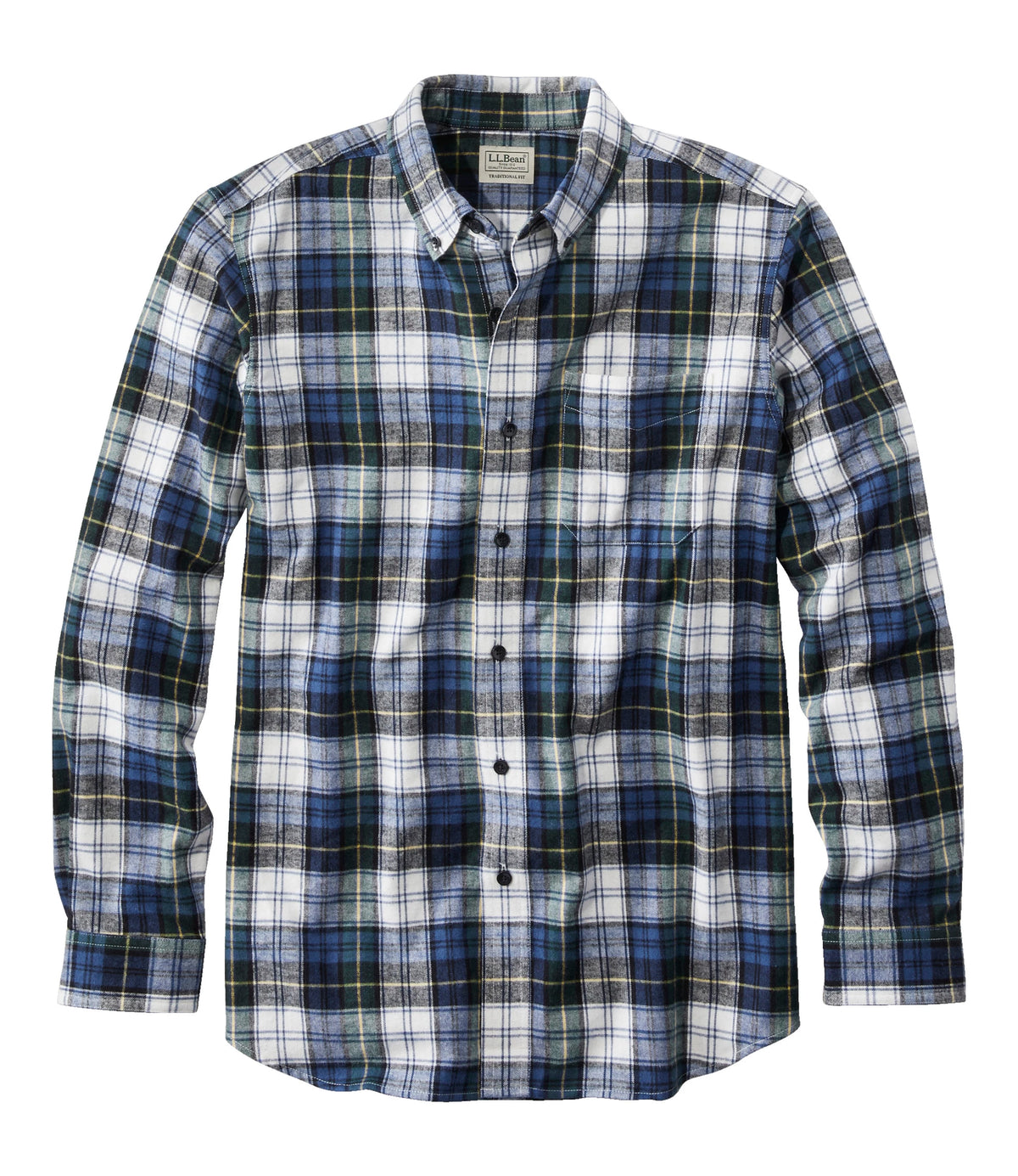 Men's Cotton Flannel Button-Down Shirt - Grey Plaid