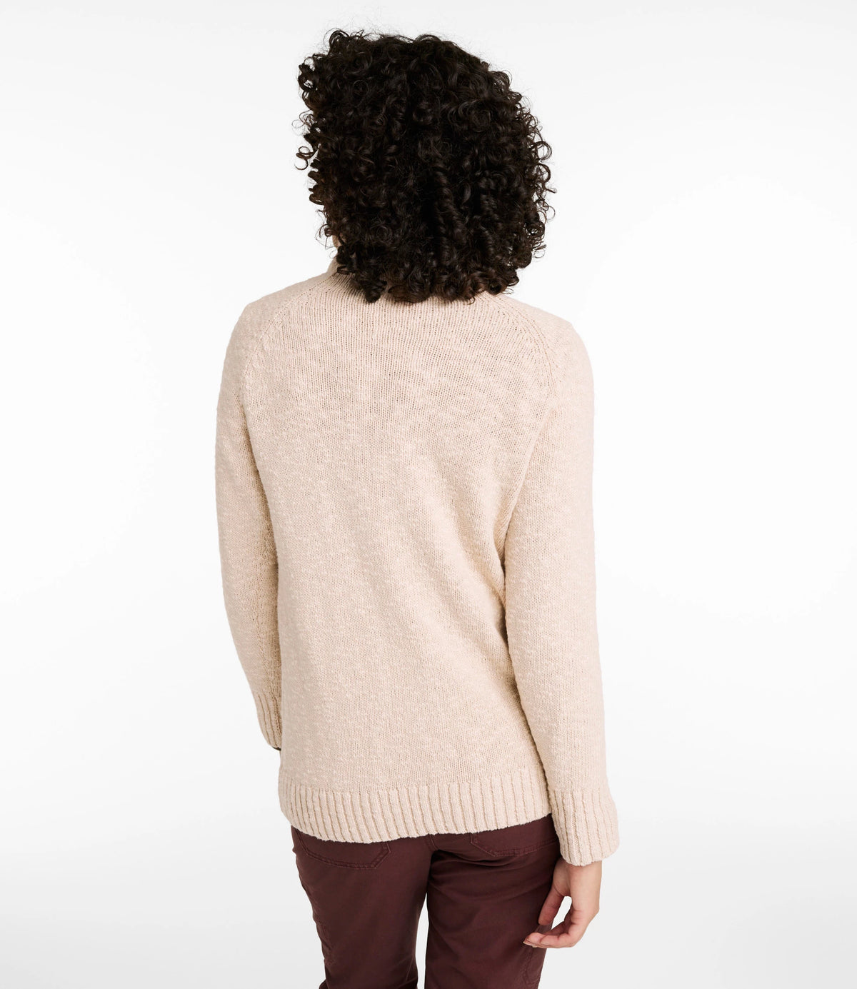 Women's Cotton Funnel Neck Pullover Sweater - Natural
