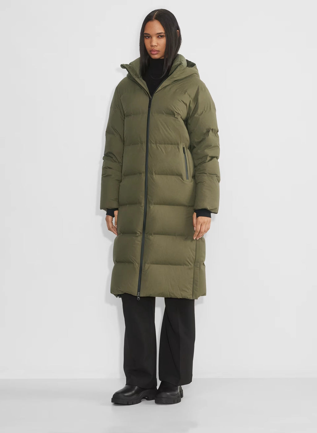 Waterproof Long Down Puffer Coat - Gray