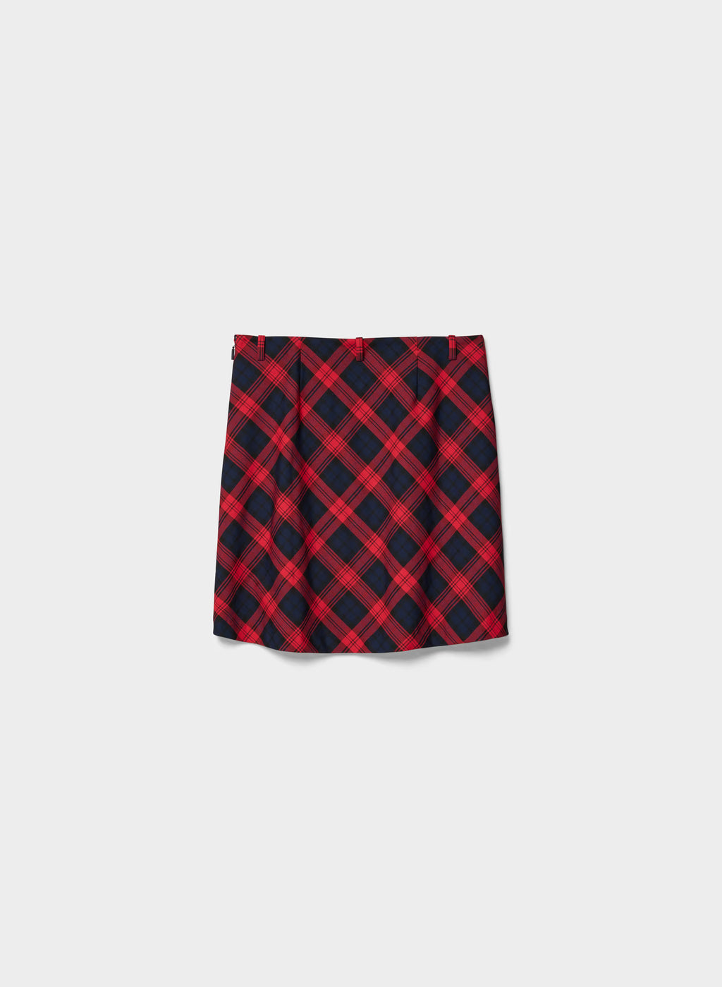 Low-Rise Knee-Length Twill Skirt - Navy Plaid
