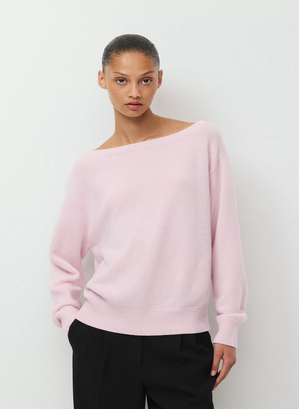 Cashmere Boatneck Sweater - Heather Gray