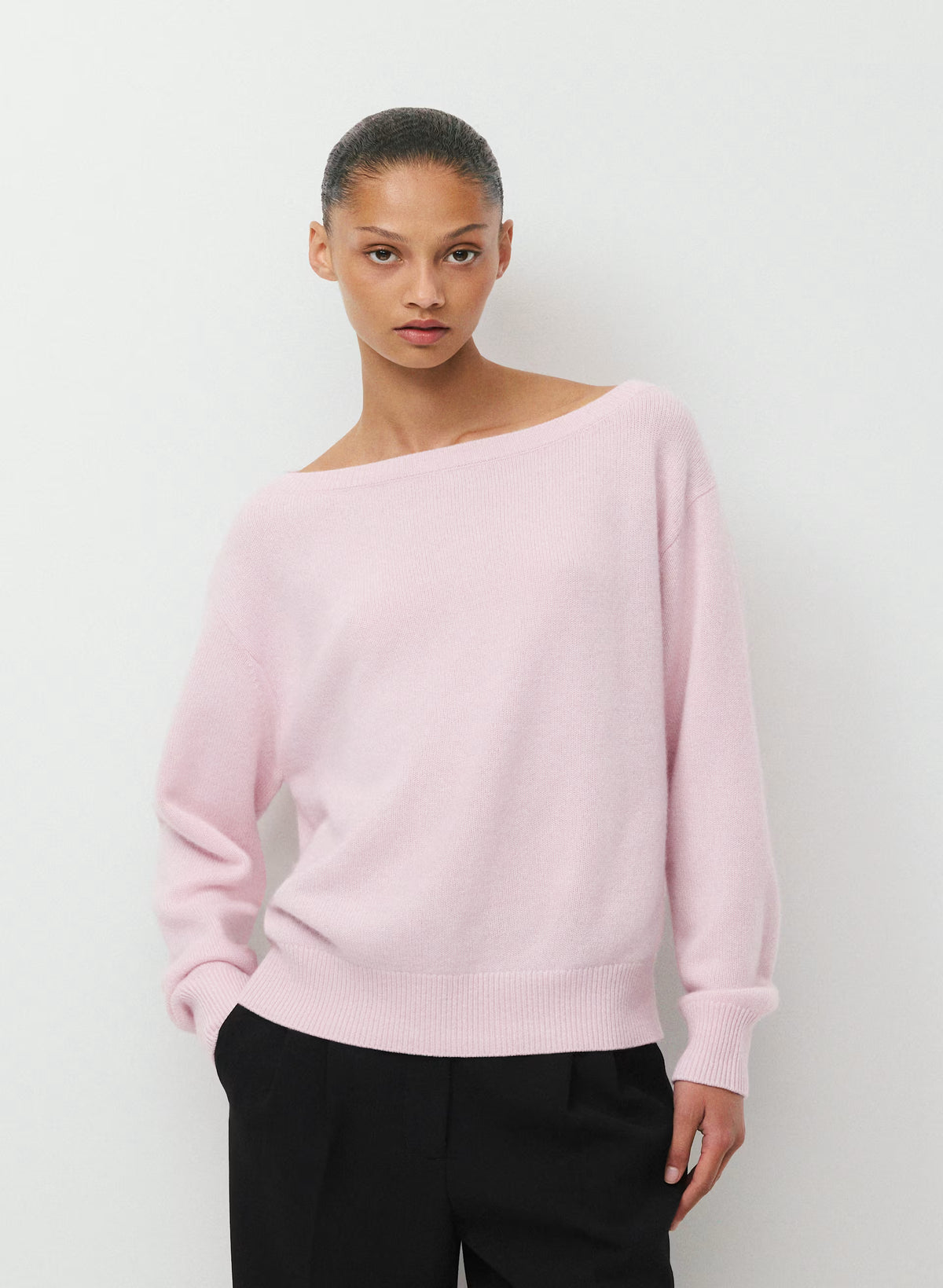 Cashmere Boatneck Sweater - Heather Gray