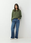 Wool Cashmere Raglan Sweater - Olive