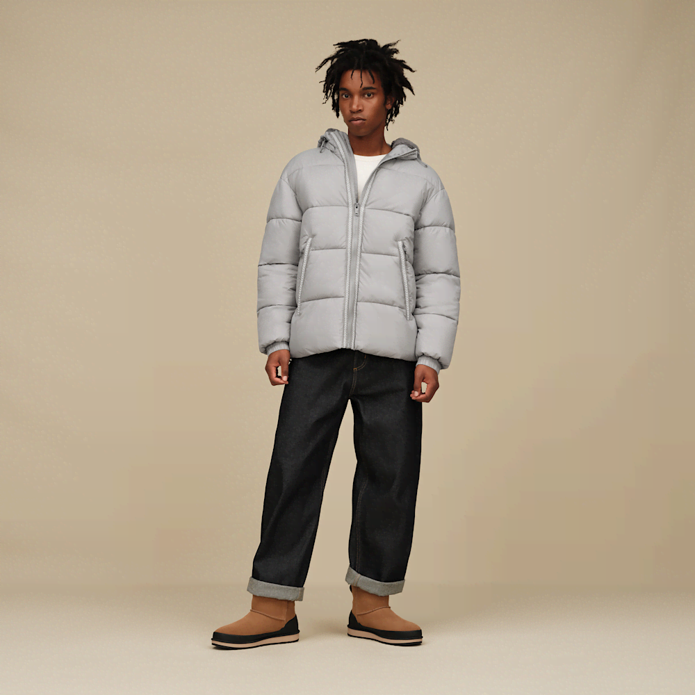 Men's Hooded Puffer Jacket - Green