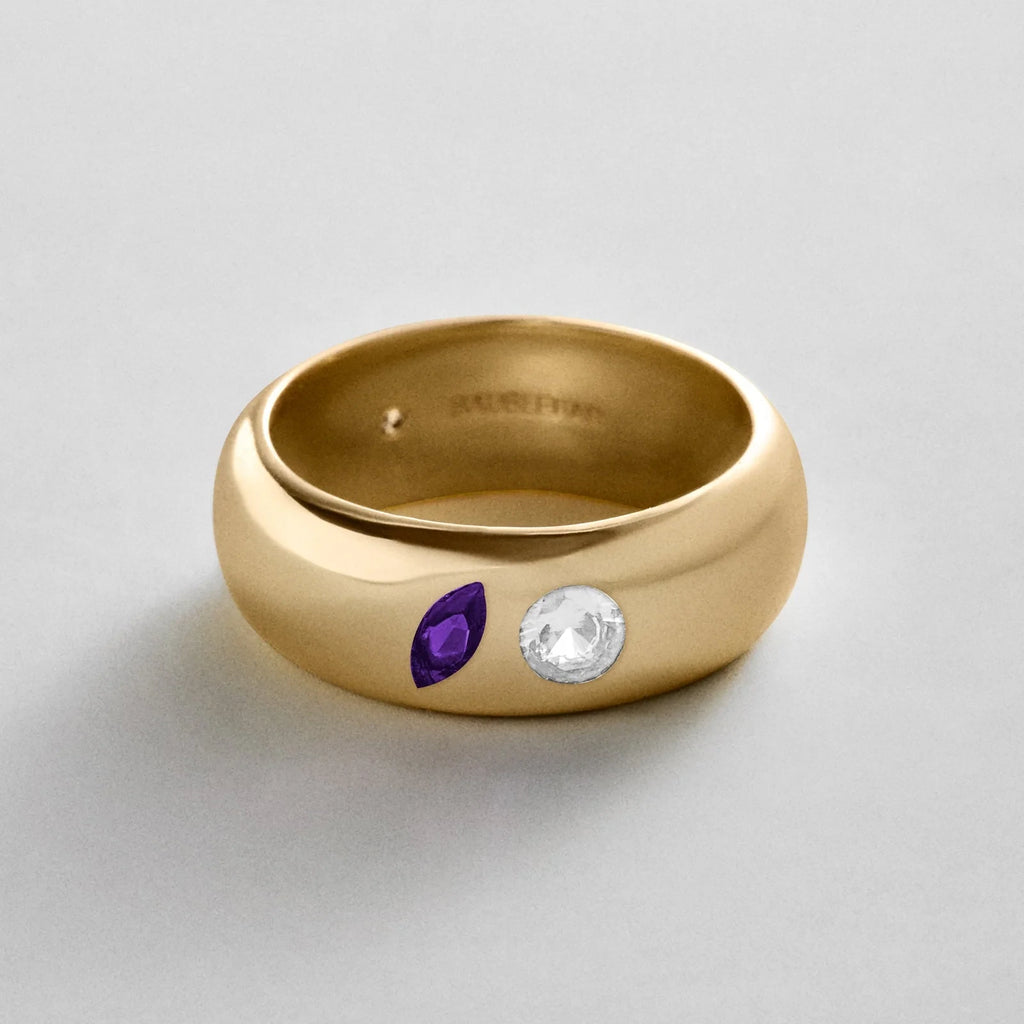 Custom Two-Stone Gold-Plated Band Ring