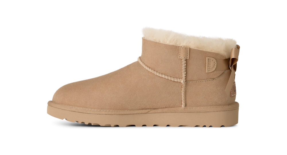 Women's Ultra-Short Suede Bow Boot - Sand