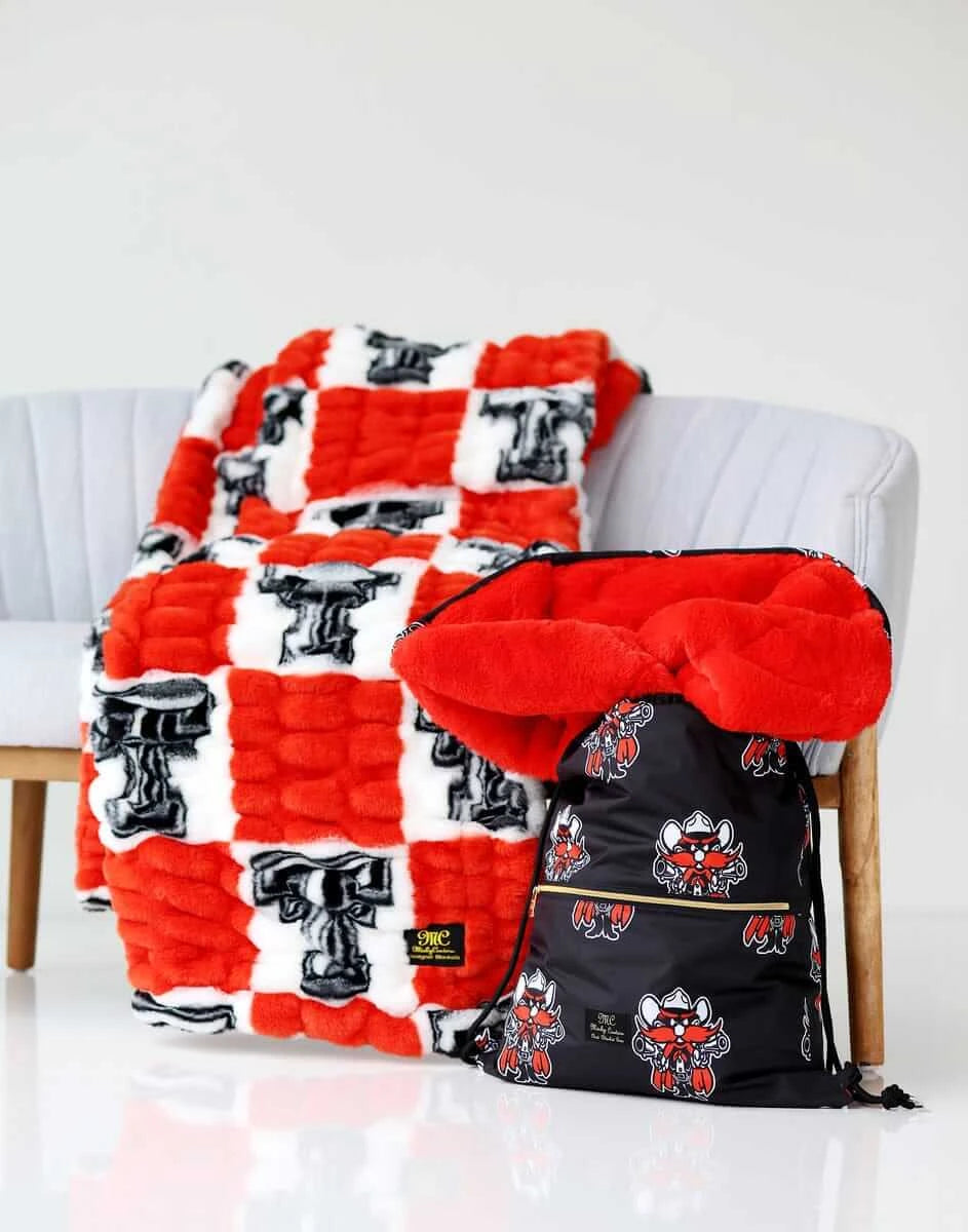 Hooded Outdoor Stadium Blanket - Black Red
