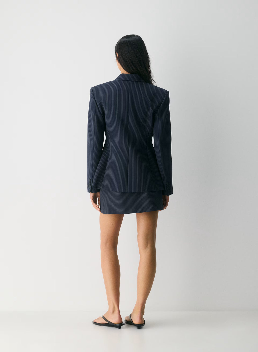 Single-Breasted Stretch Blazer - Brown Check