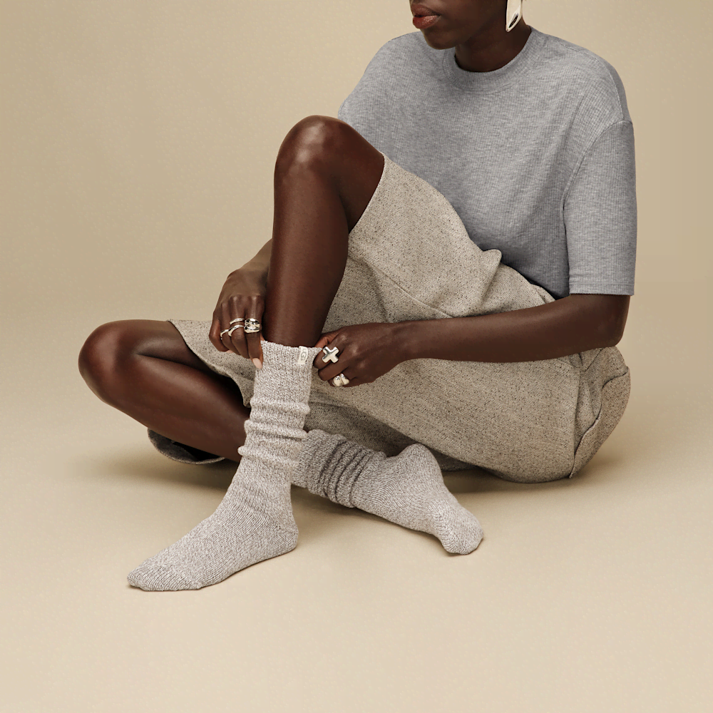 Slouchy Cotton Blend Crew Socks - Allspice