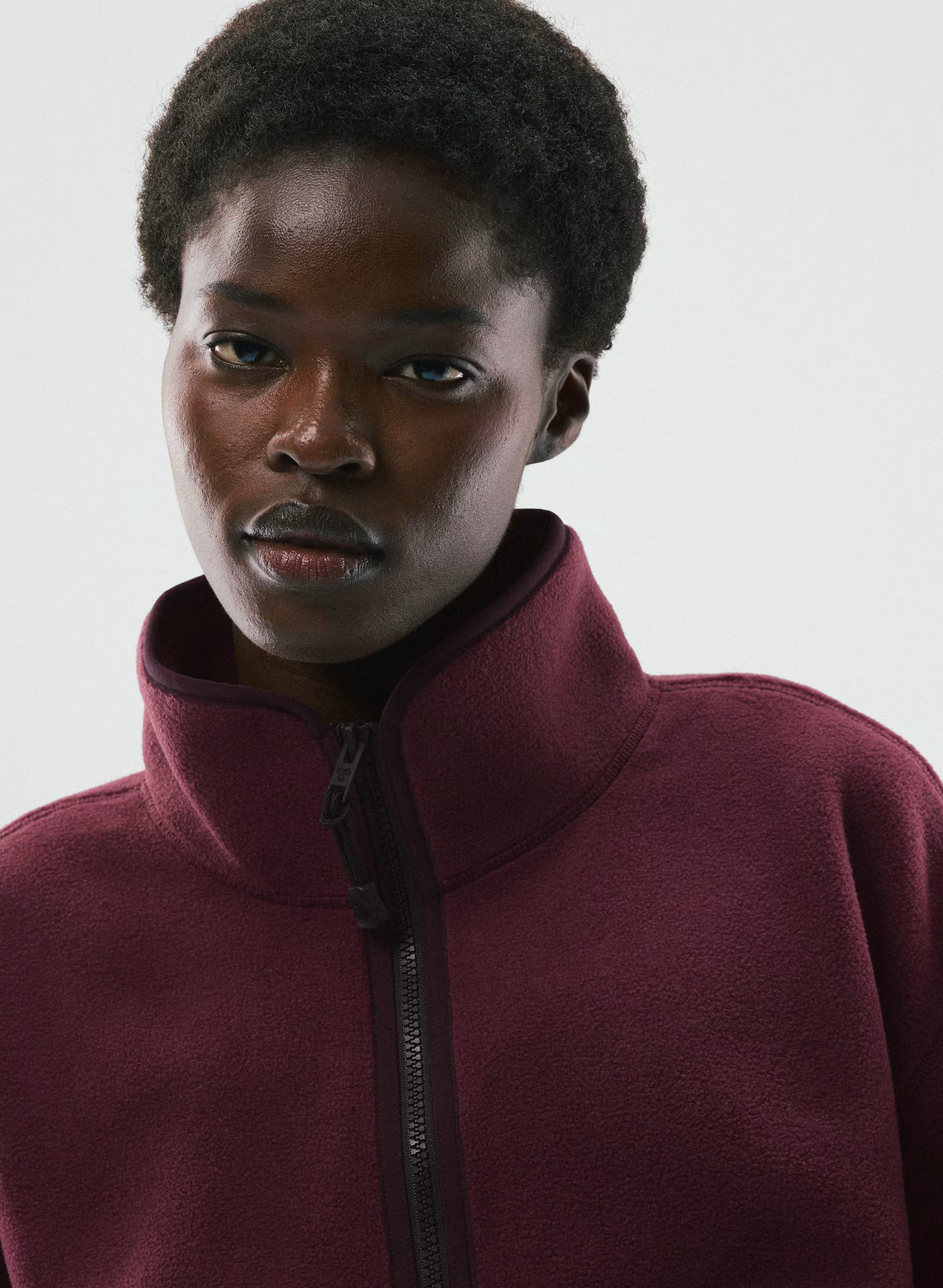 Oversized Half-Zip Microfleece Pullover - Gray