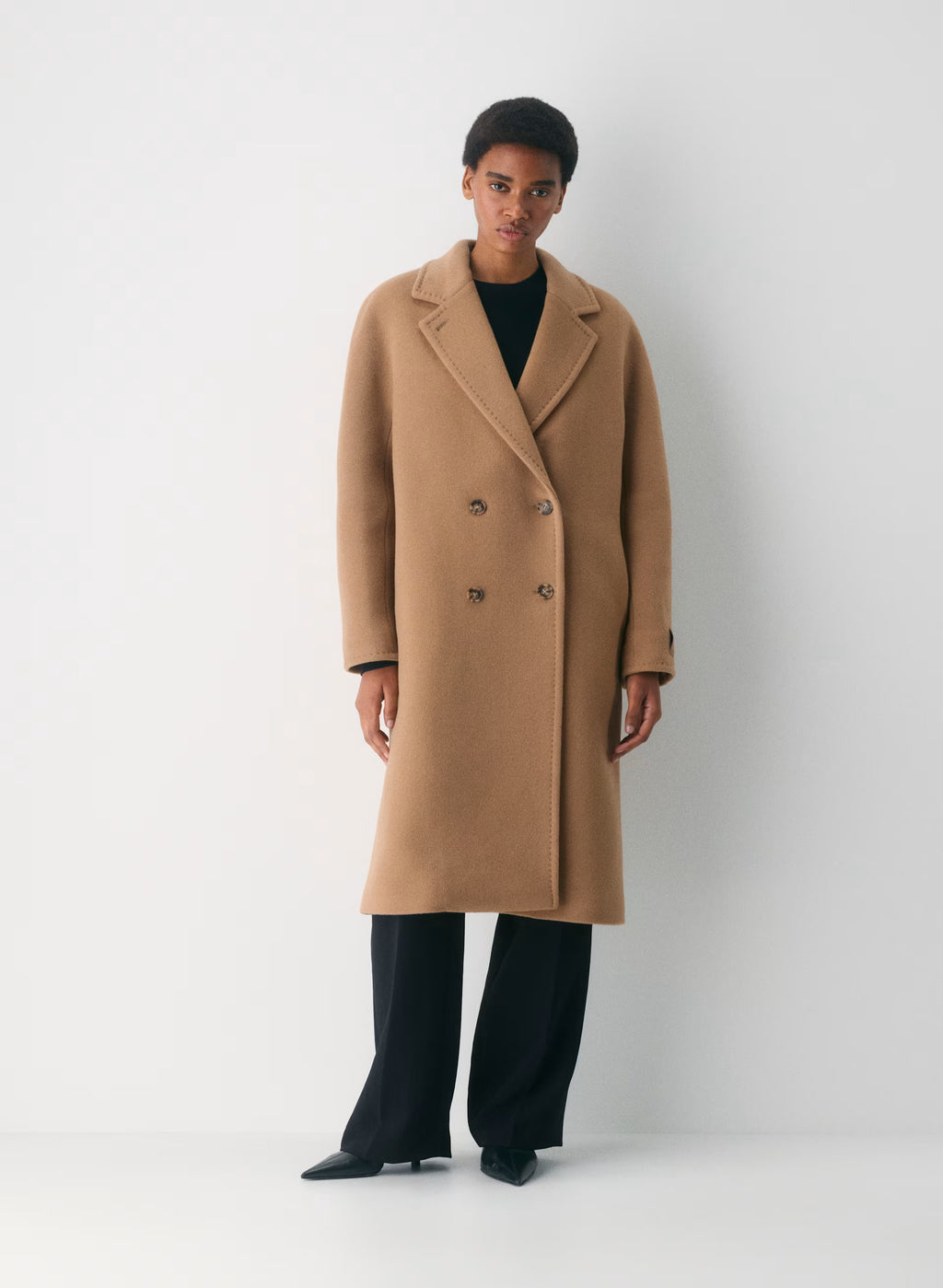 Double-Breasted Wool Cashmere Coat - Herringbone