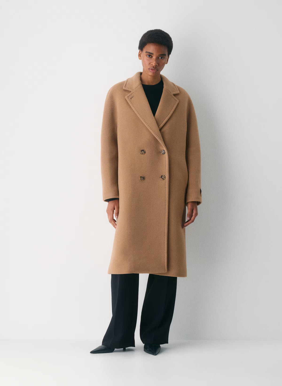 Double-Breasted Wool Cashmere Coat - Herringbone