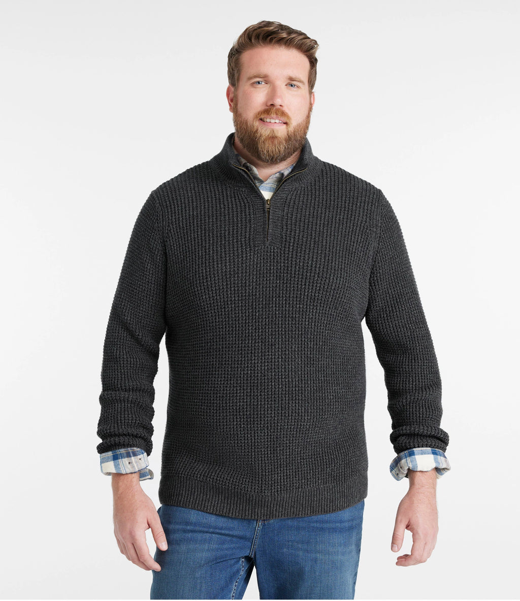 Men's Organic Cotton Waffle Quarter-Zip Sweater