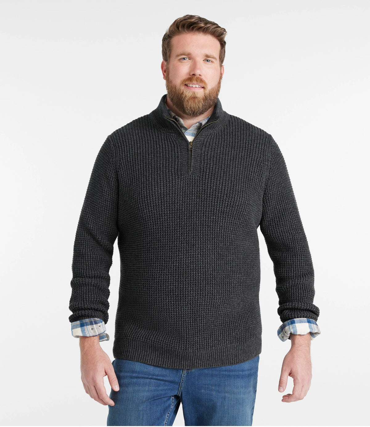 Men's Organic Cotton Waffle Quarter-Zip Sweater