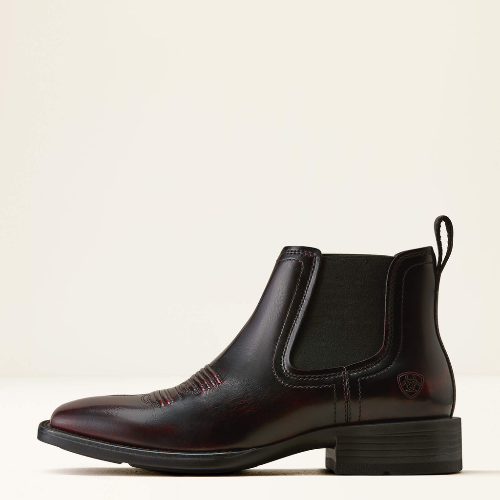 Men's Suede Wide Square Toe Chelsea Boots - Navy