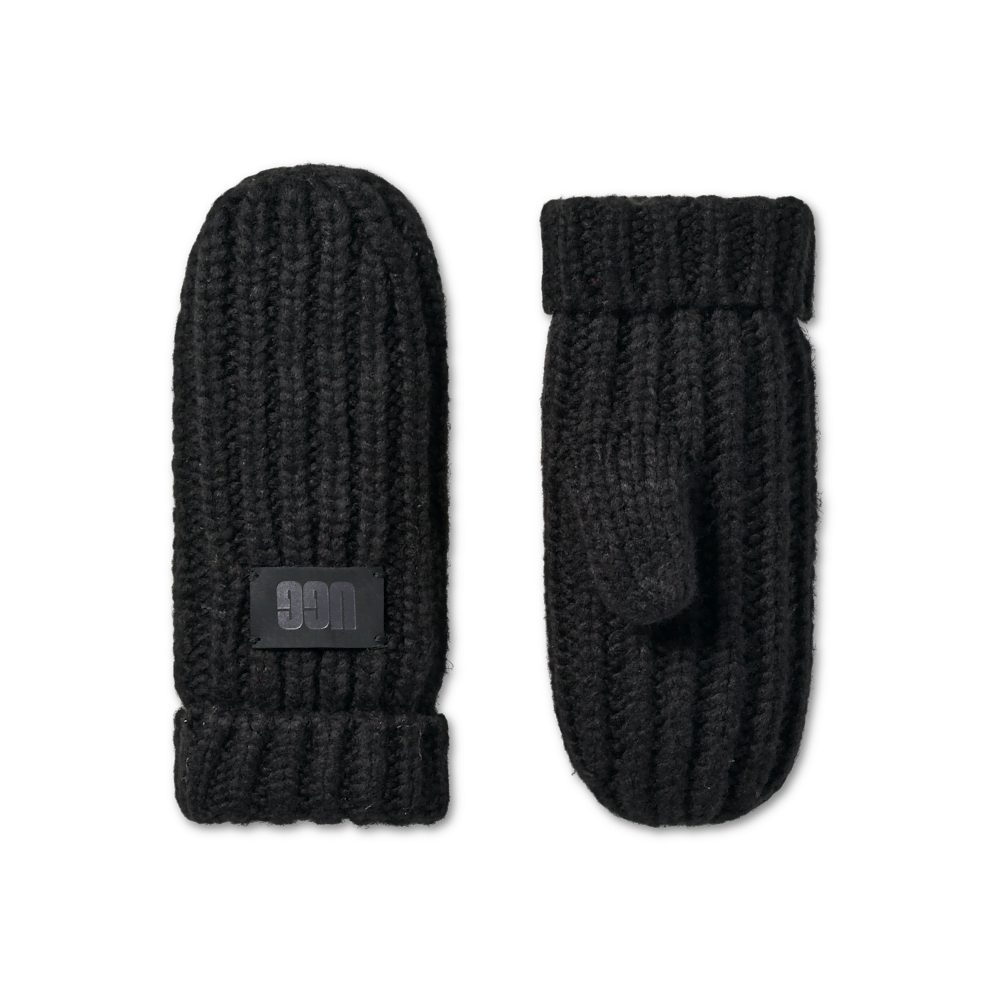 Kids' Chunky Knit Cuff Mittens - Black