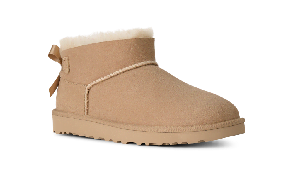 Women's Ultra-Short Suede Bow Boot - Sand
