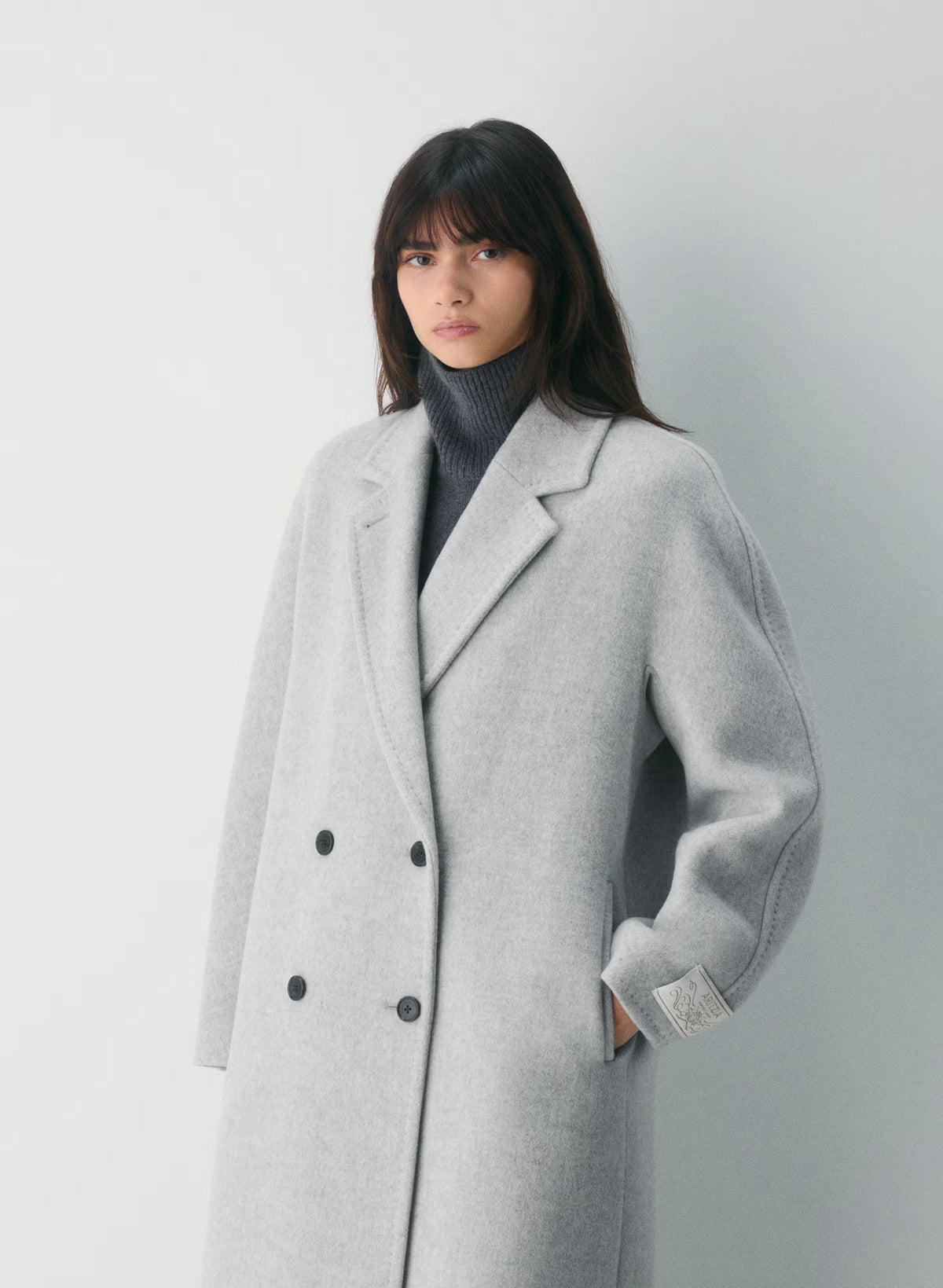 Double-Breasted Wool Cashmere Coat - Herringbone