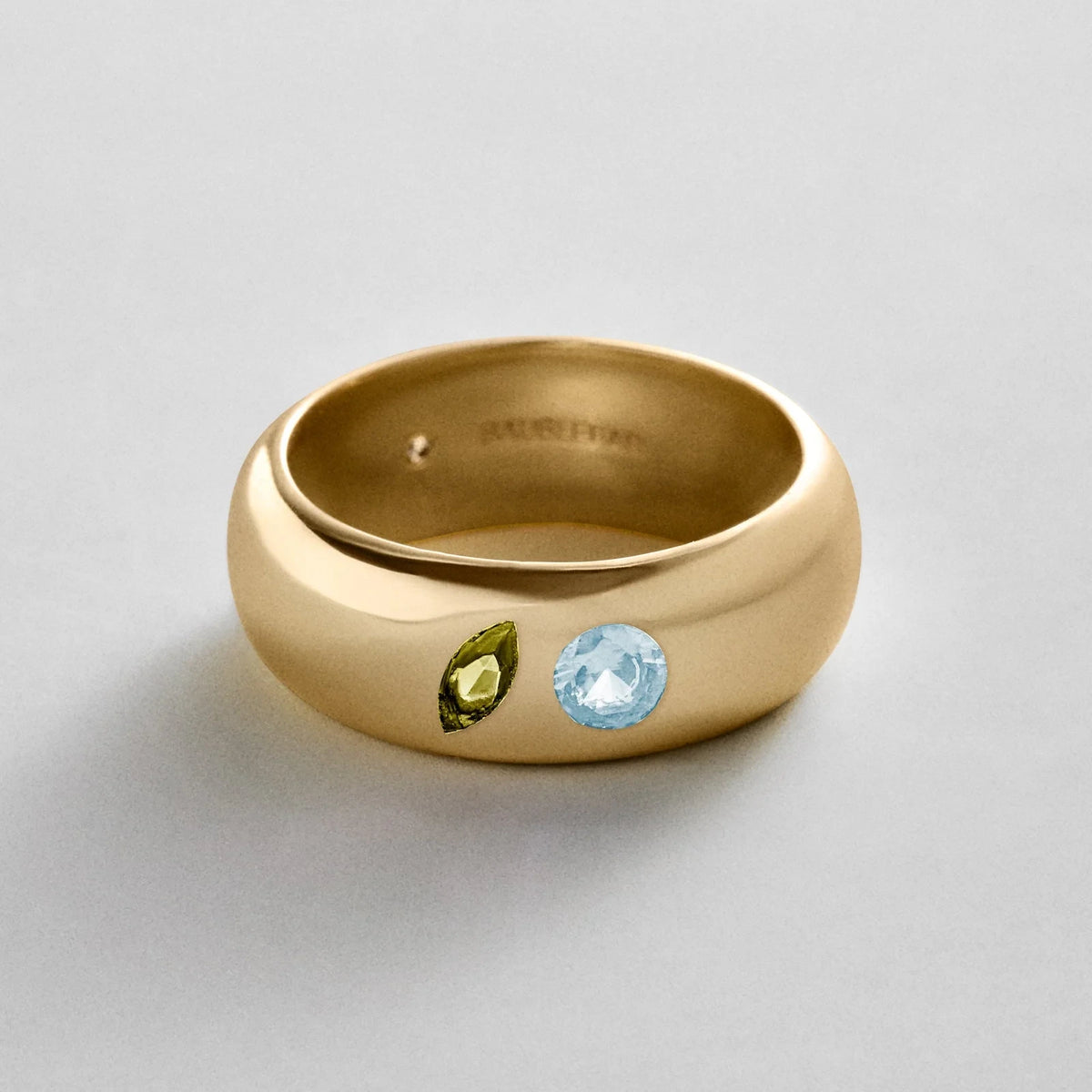 Custom Two-Stone Gold-Plated Band Ring