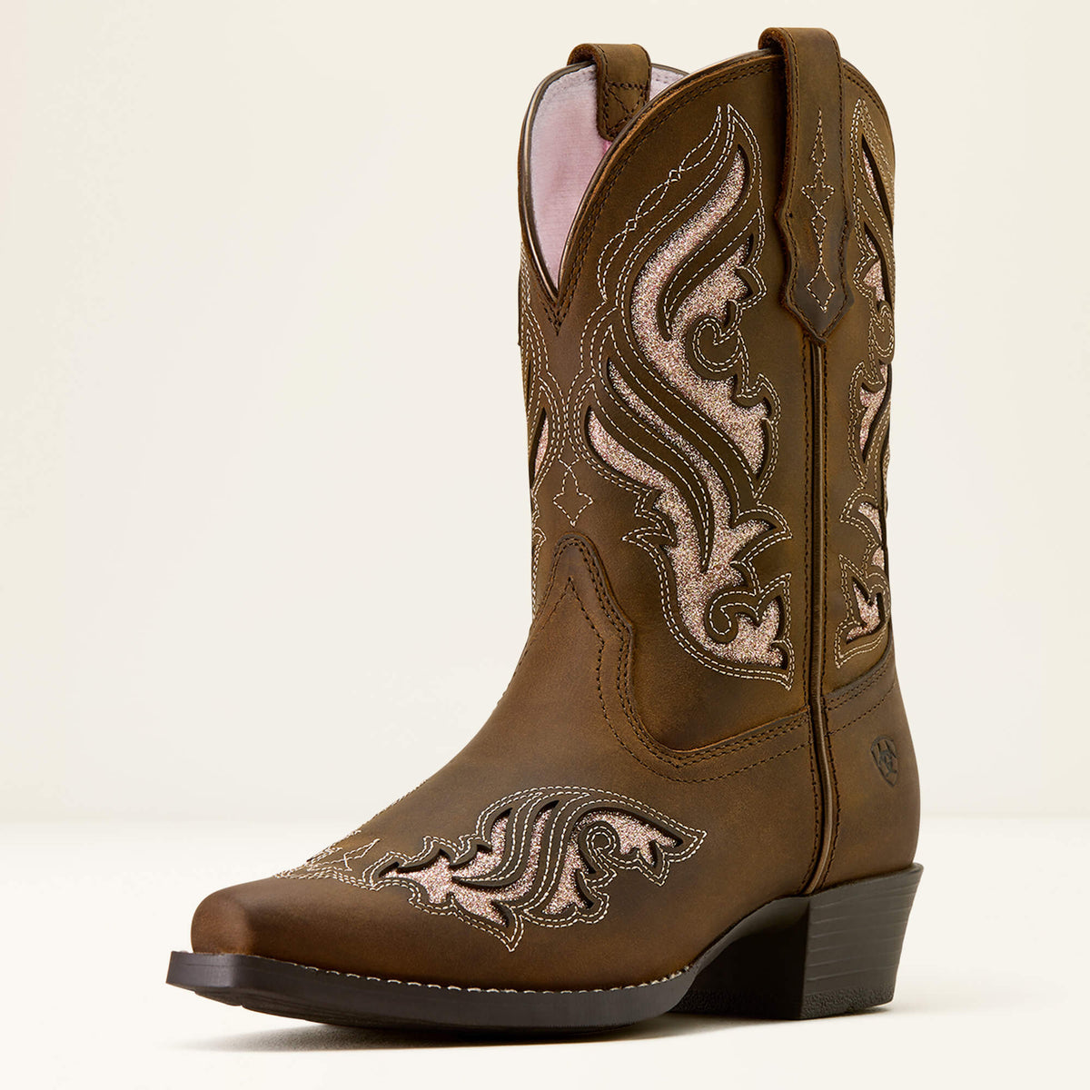 Kids' Glitter Cutout Western Boot - Brown