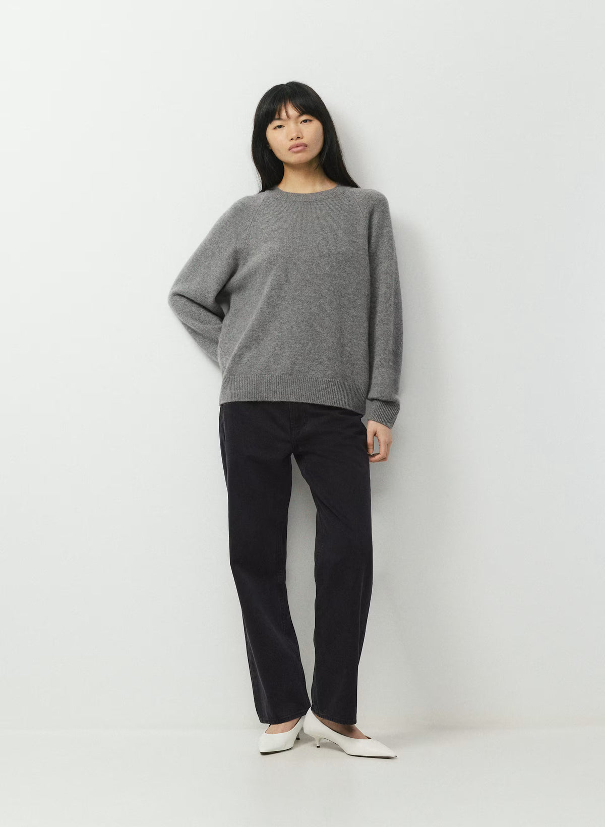 Wool Cashmere Raglan Sweater - Olive