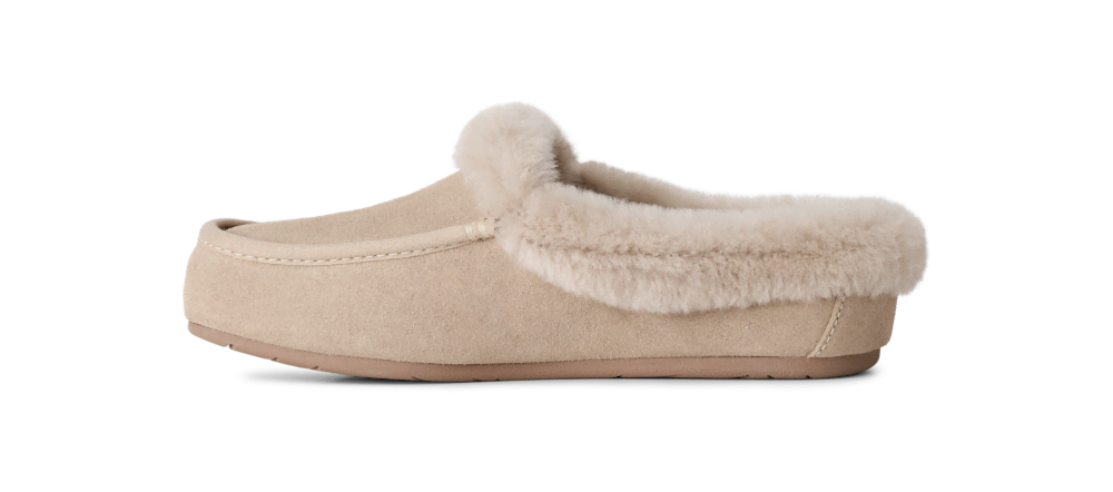 Women's Suede Sheepskin Collar Mule - Moonlight