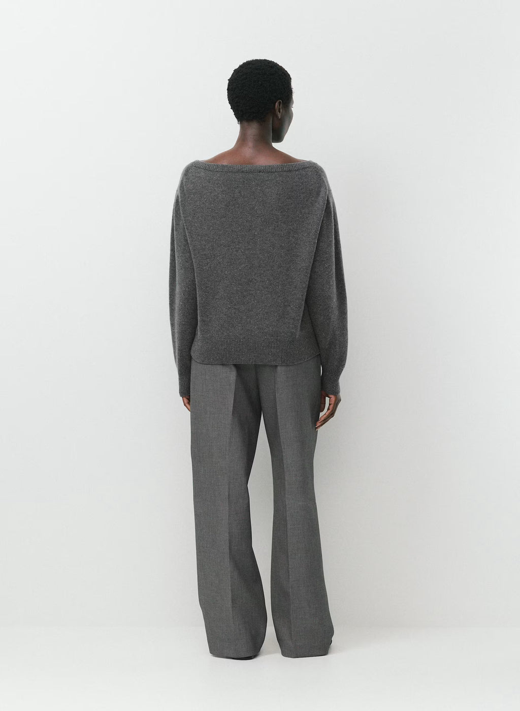 Cashmere Boatneck Sweater - Heather Gray