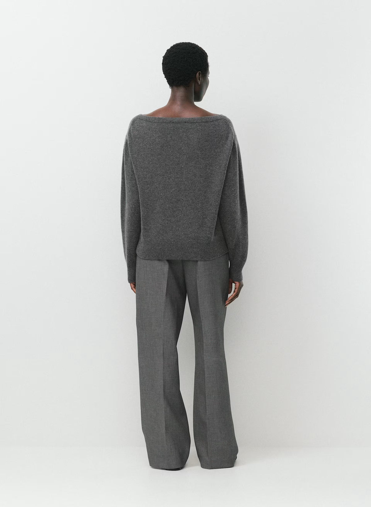Cashmere Boatneck Sweater - Heather Gray