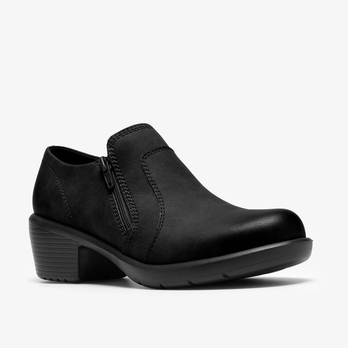 Leather Zip Ankle Boot - Black