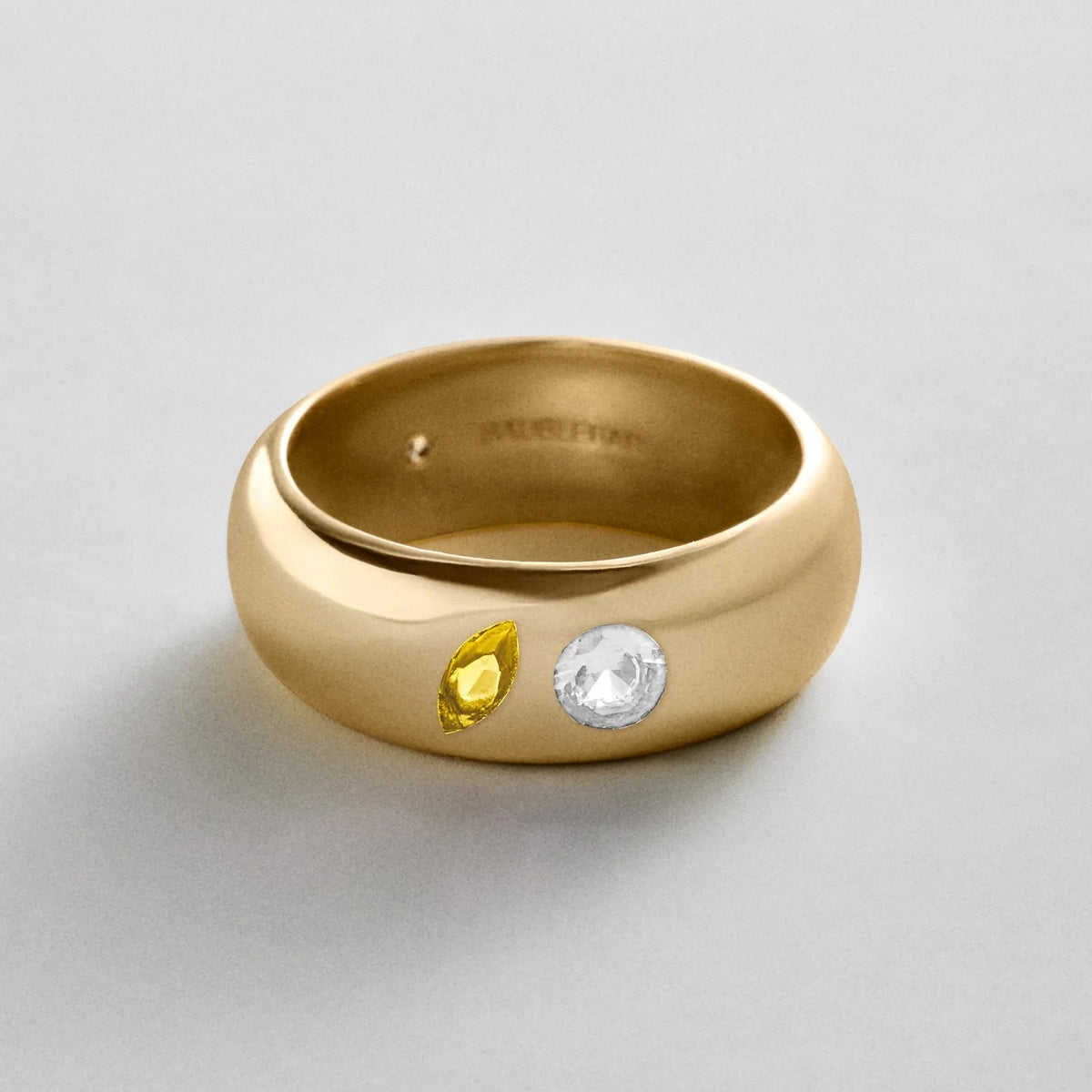Custom Two-Stone Gold-Plated Band Ring