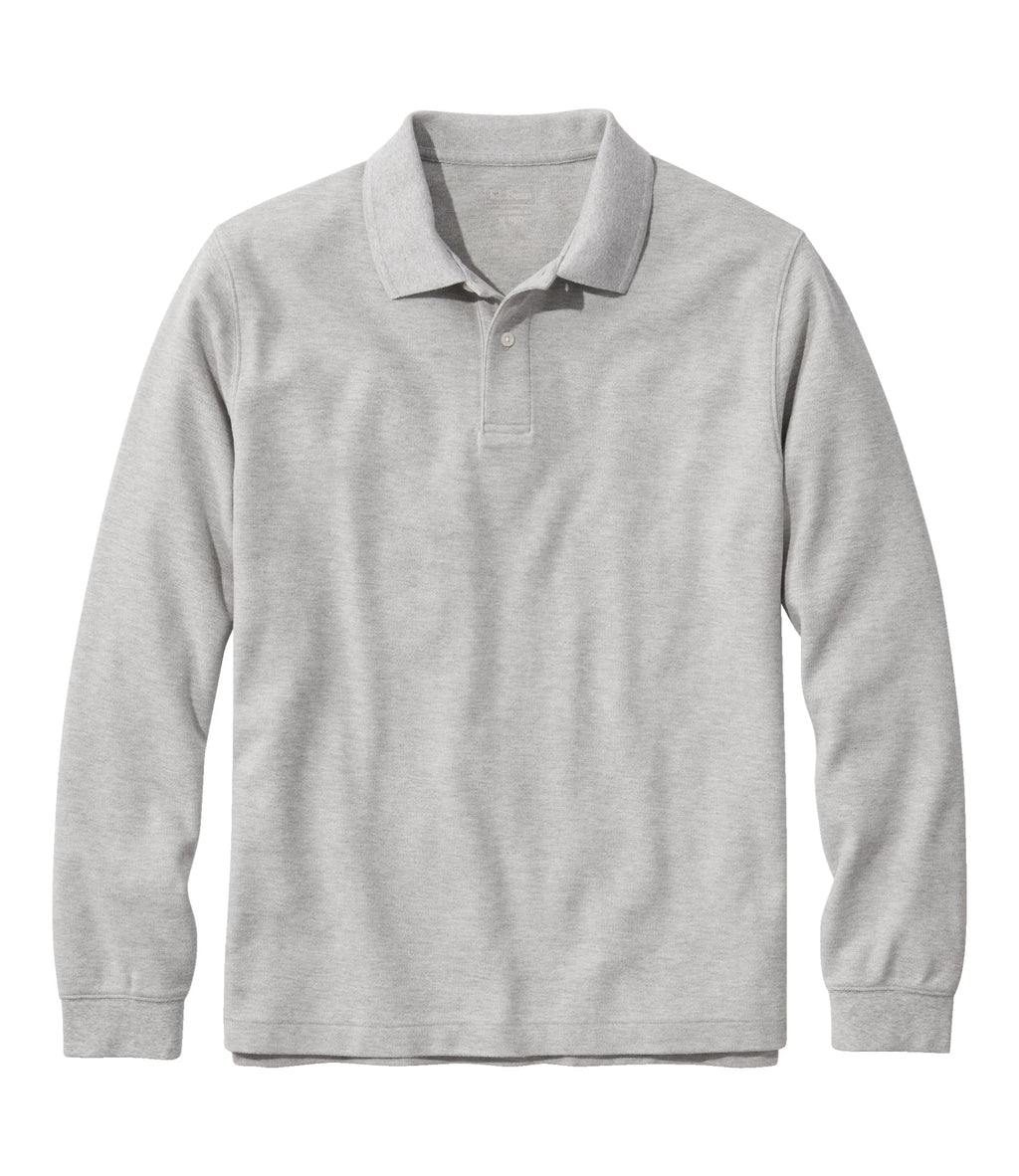 Men's Long-Sleeve Cotton Pique Polo - Lavender