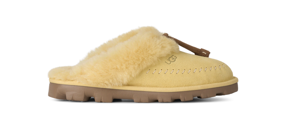 Women's Suede Sheepskin Lined Slippers - Mustard