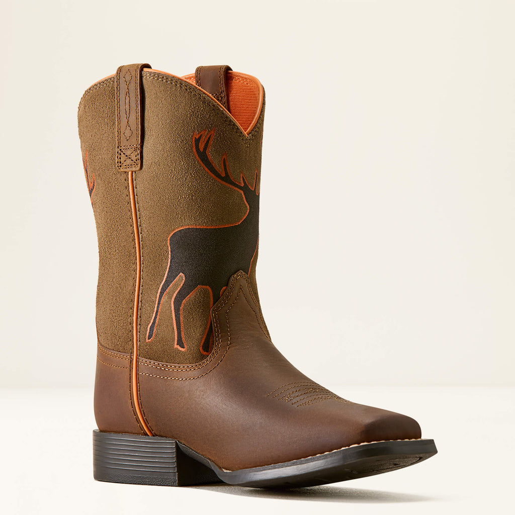 Kids' Wildlife Print Leather Boots - Brown