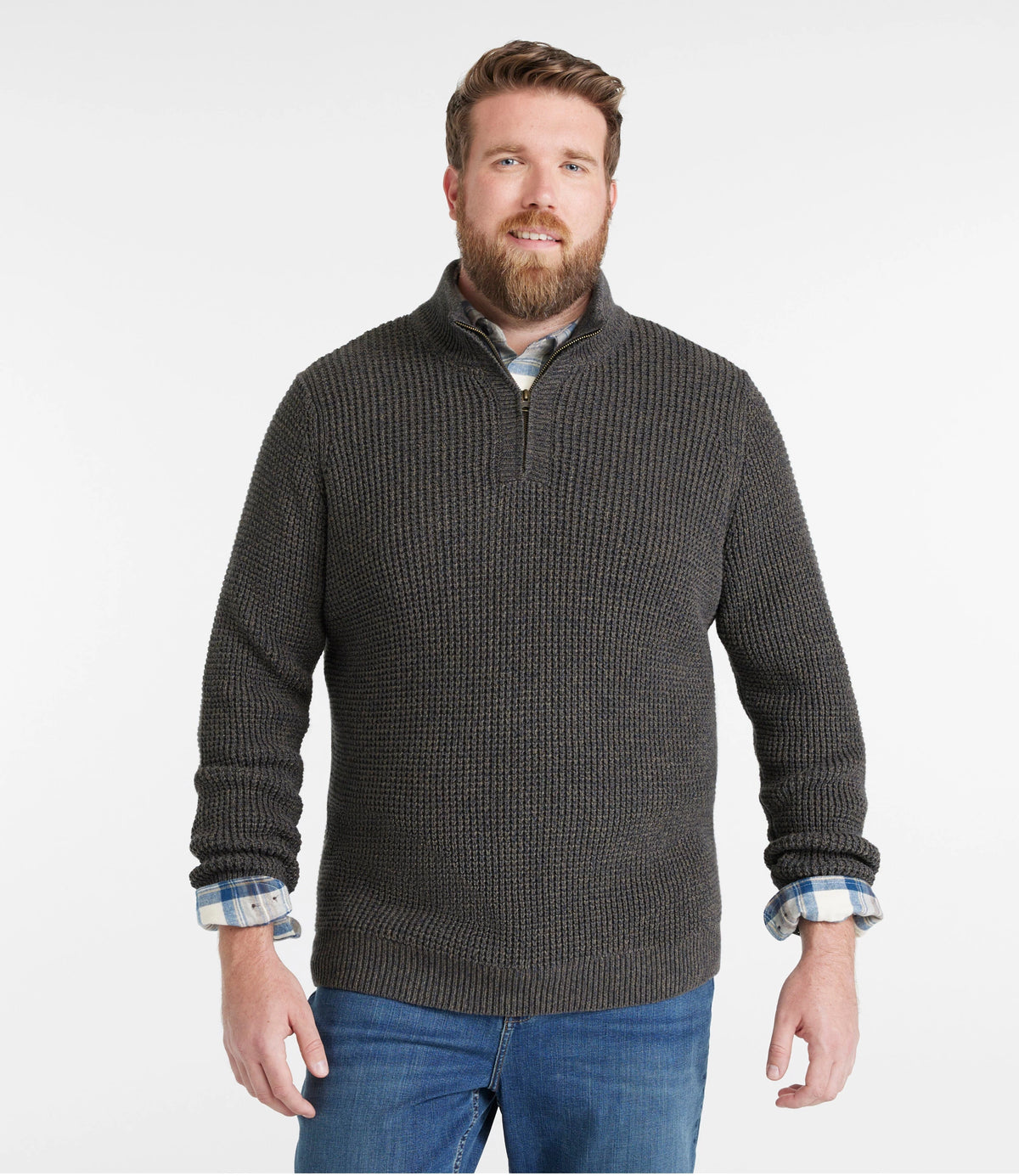 Men's Organic Cotton Waffle Quarter-Zip Sweater