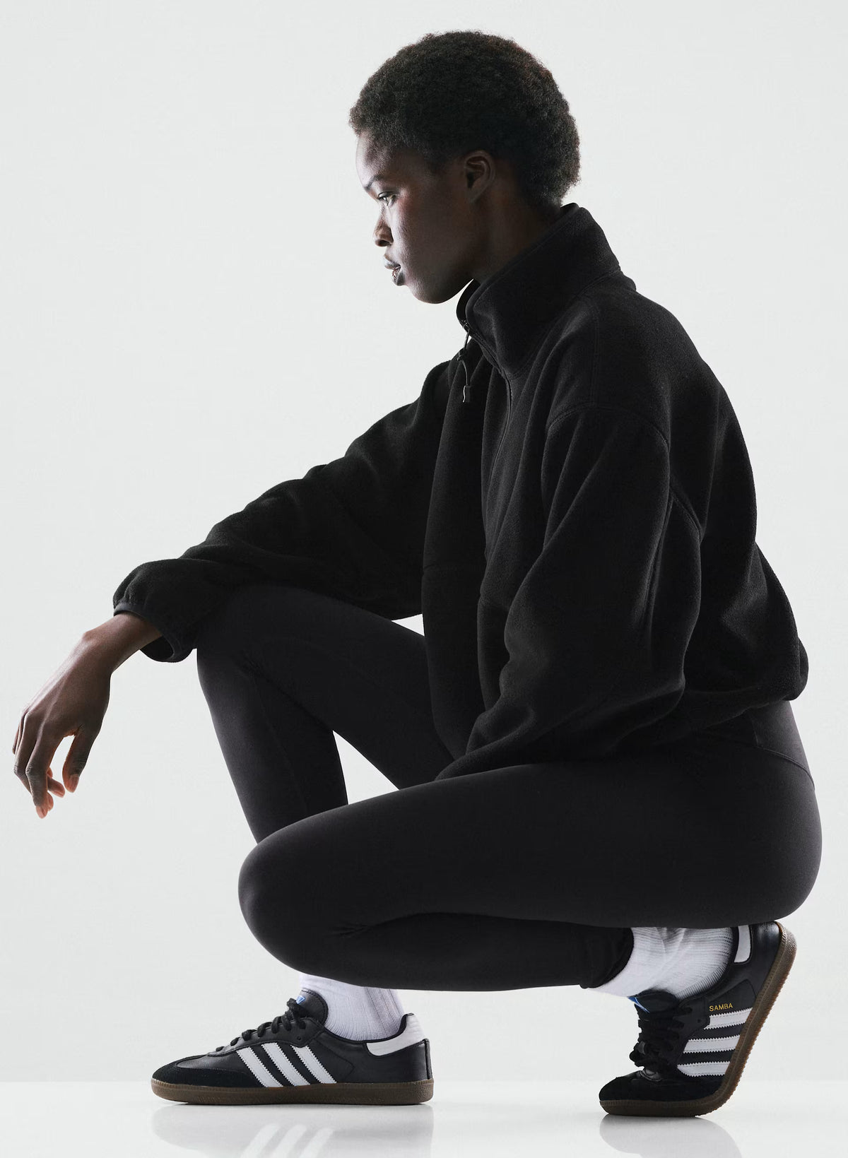 Oversized Half-Zip Microfleece Pullover - Gray