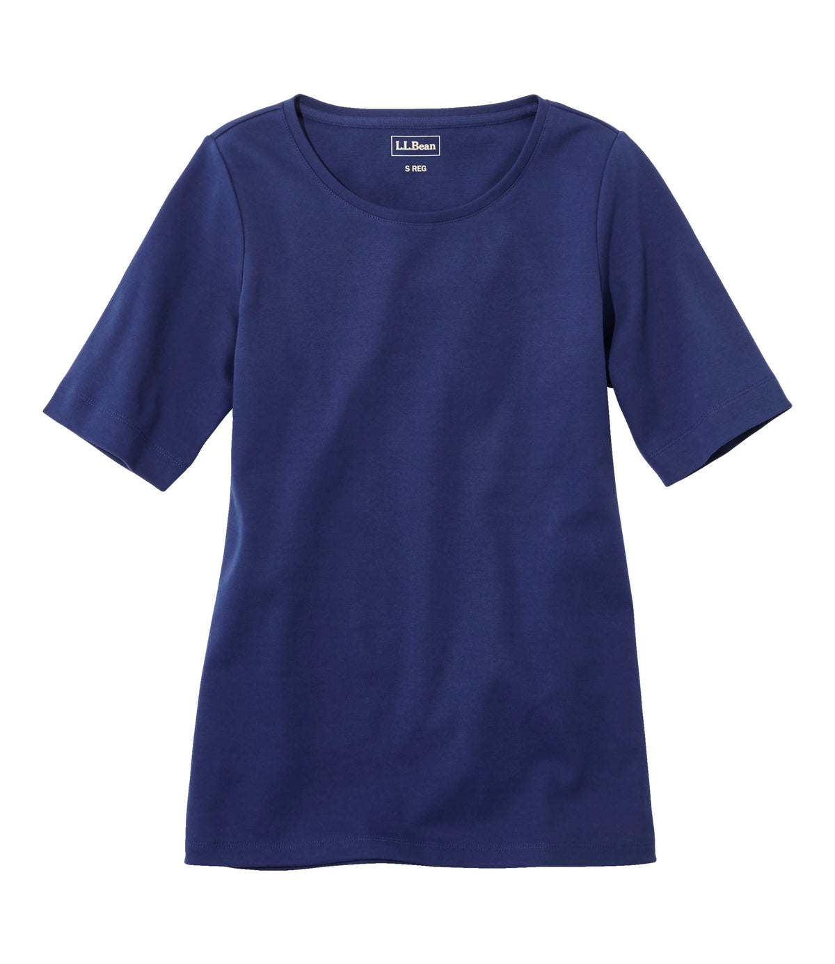 Women's Cotton Jewel Neck Elbow-Sleeve T-Shirt - White