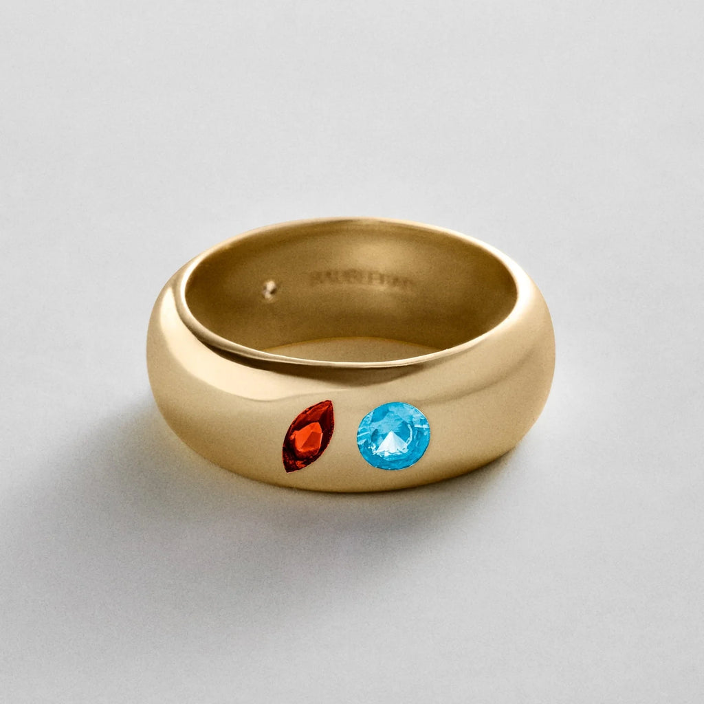 Custom Two-Stone Gold-Plated Band Ring