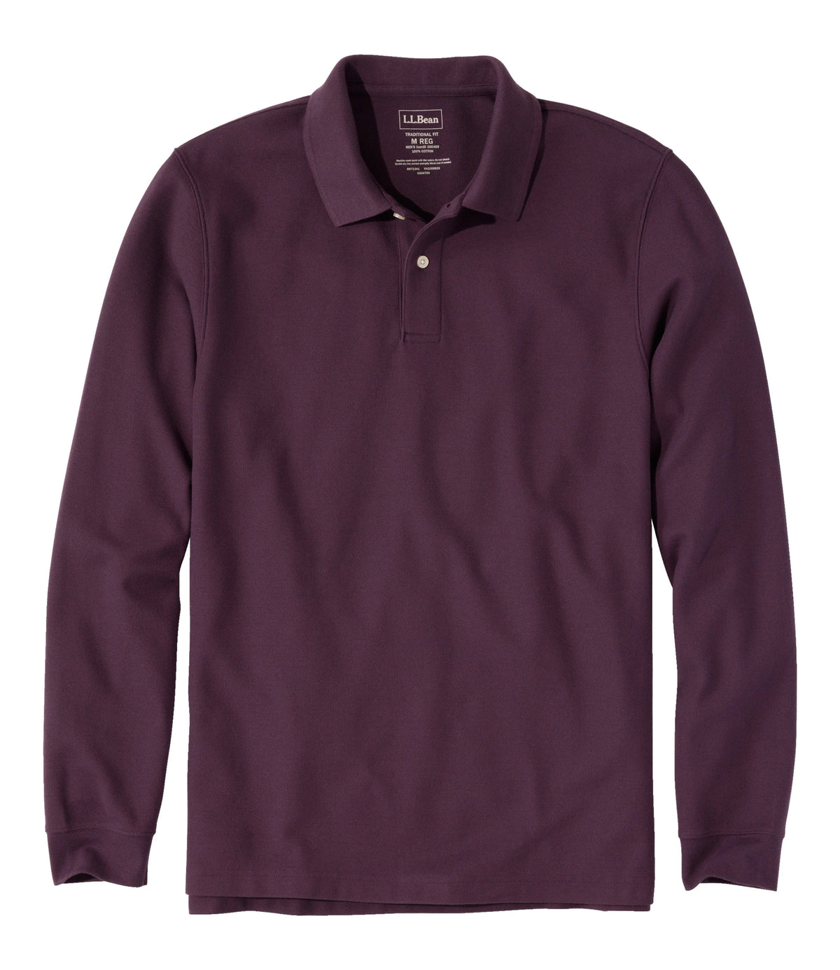 Men's Long-Sleeve Cotton Pique Polo - Lavender