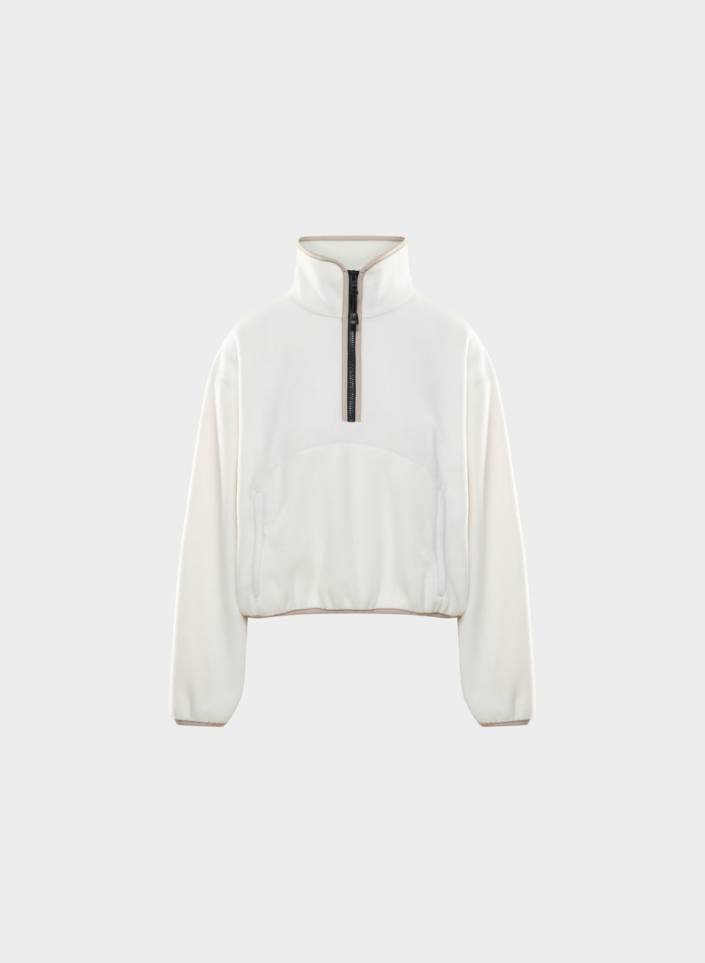 Oversized Half-Zip Microfleece Pullover - Gray