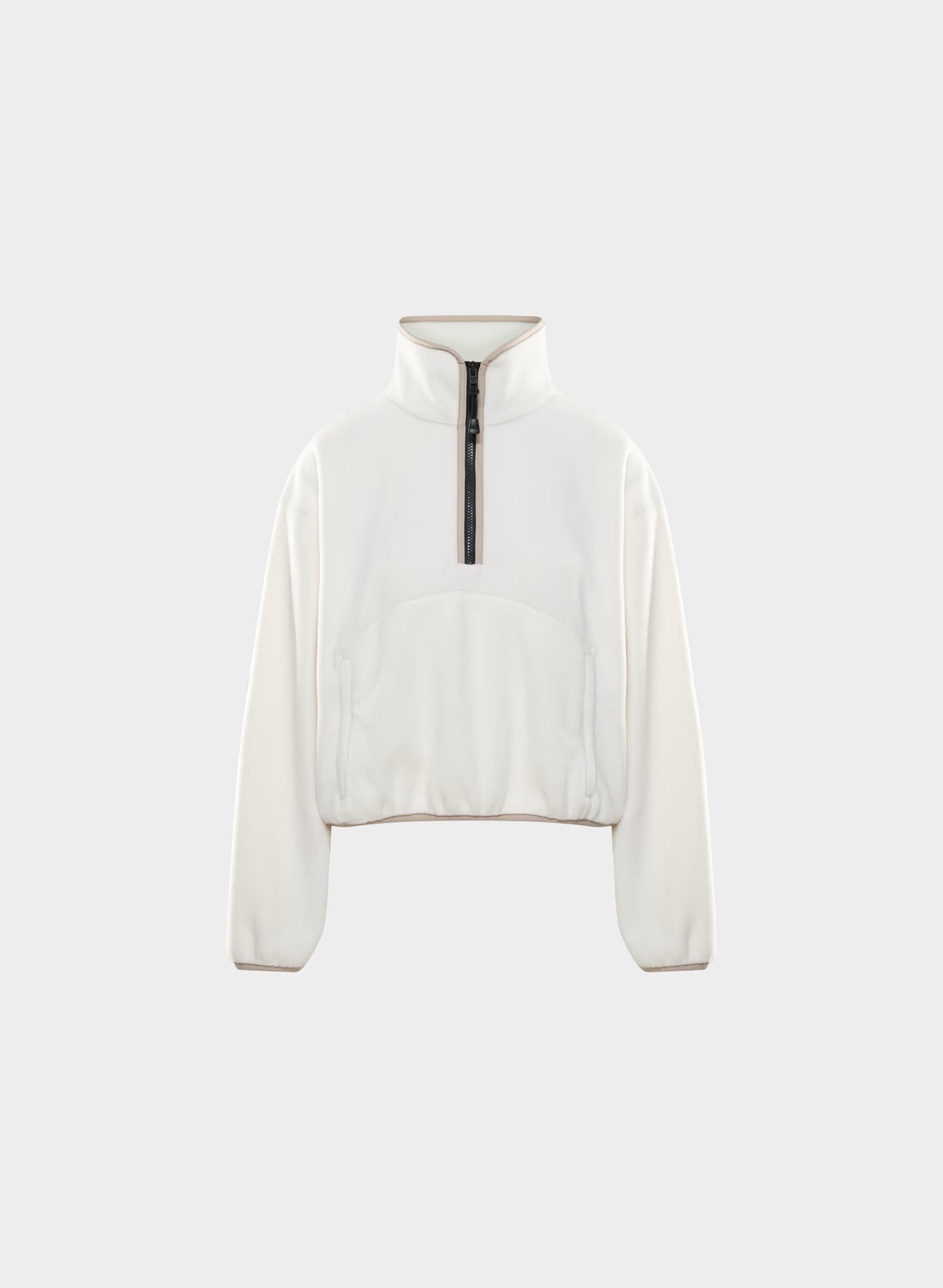 Oversized Half-Zip Microfleece Pullover - Gray