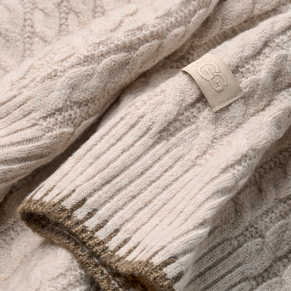 Women's Cable Knit Quarter-Zip Sweater - Oatmeal
