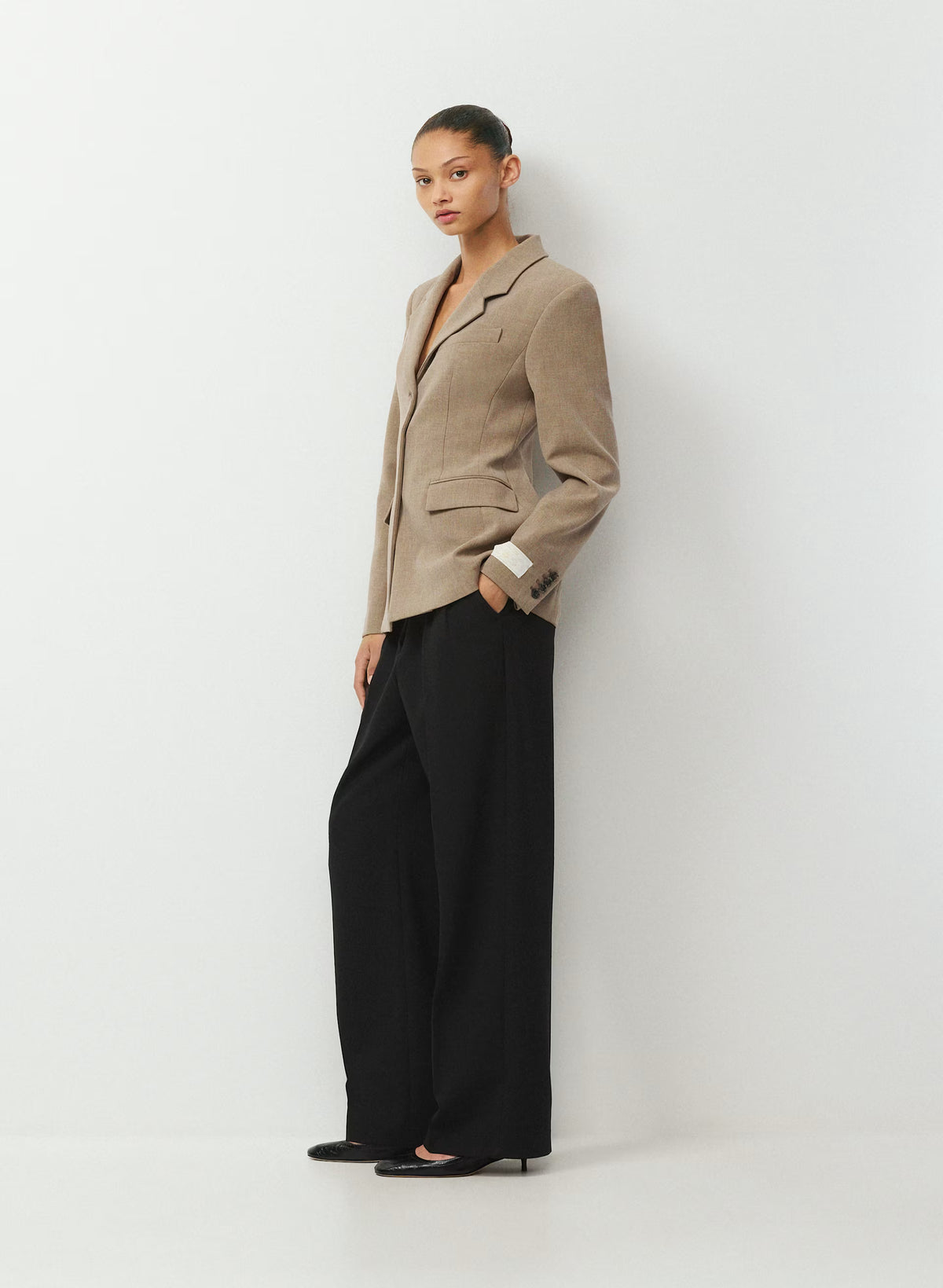 Single-Breasted Stretch Blazer - Brown Check