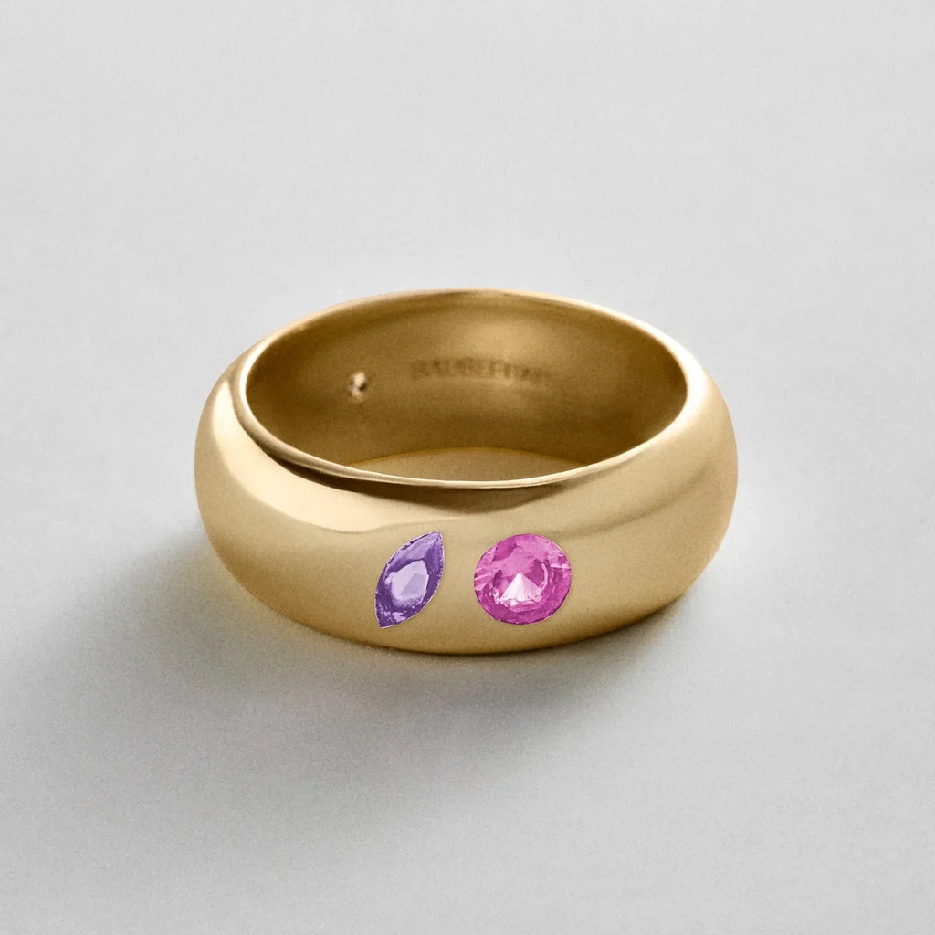 Custom Two-Stone Gold-Plated Band Ring