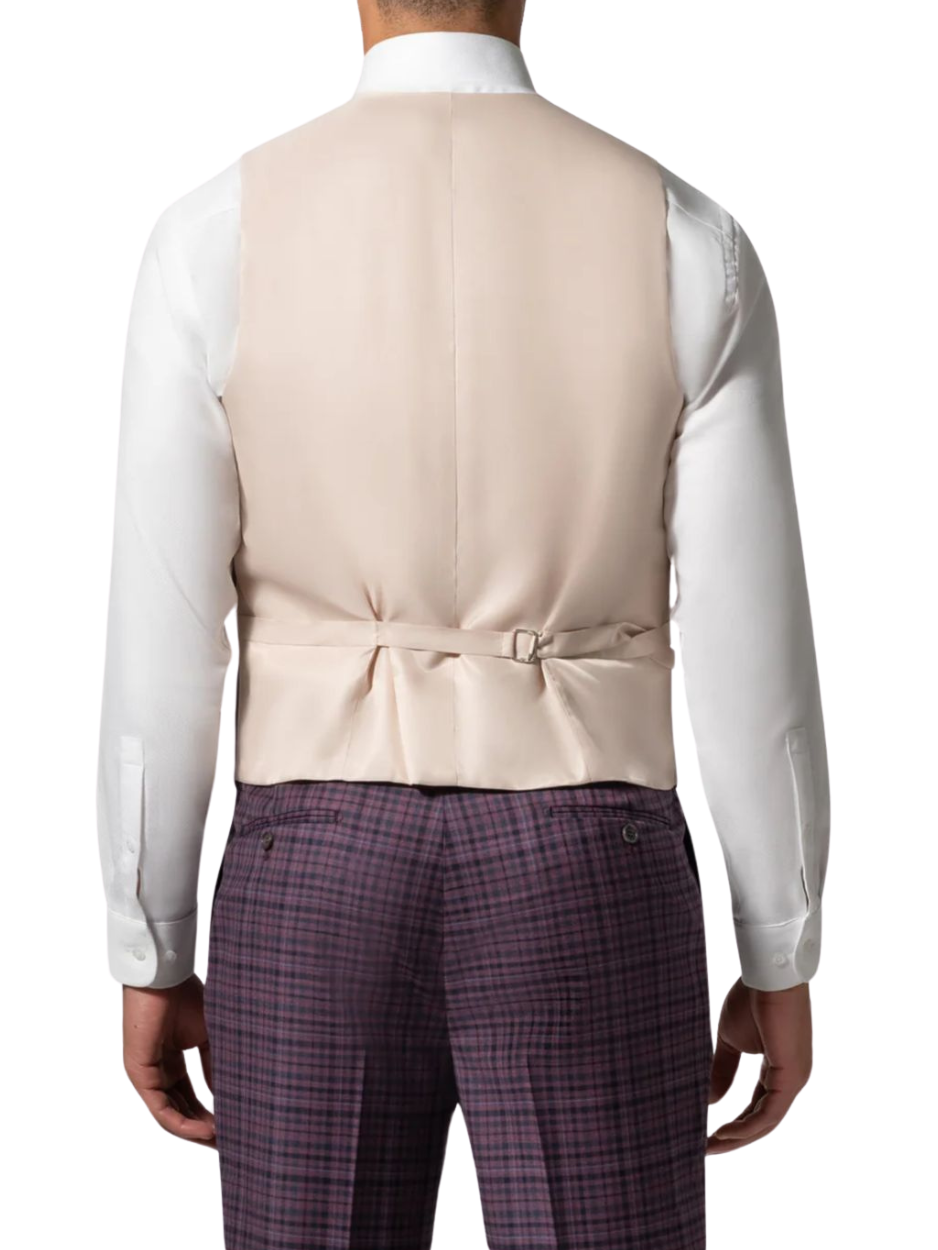 Men's Purple Plaid Modern Fit Wool 3-Piece Suit