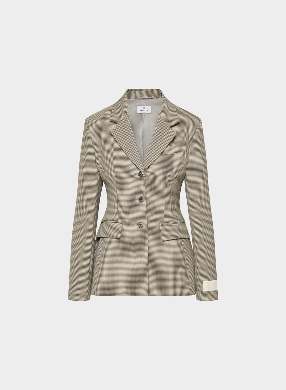 Single-Breasted Stretch Blazer - Brown Check