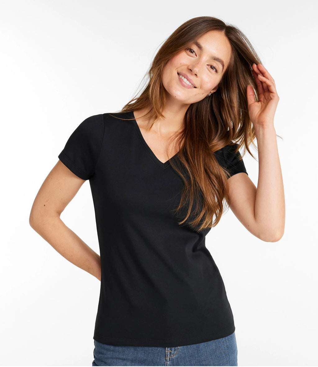 Women's Pima Cotton V-Neck T-Shirt - Black
