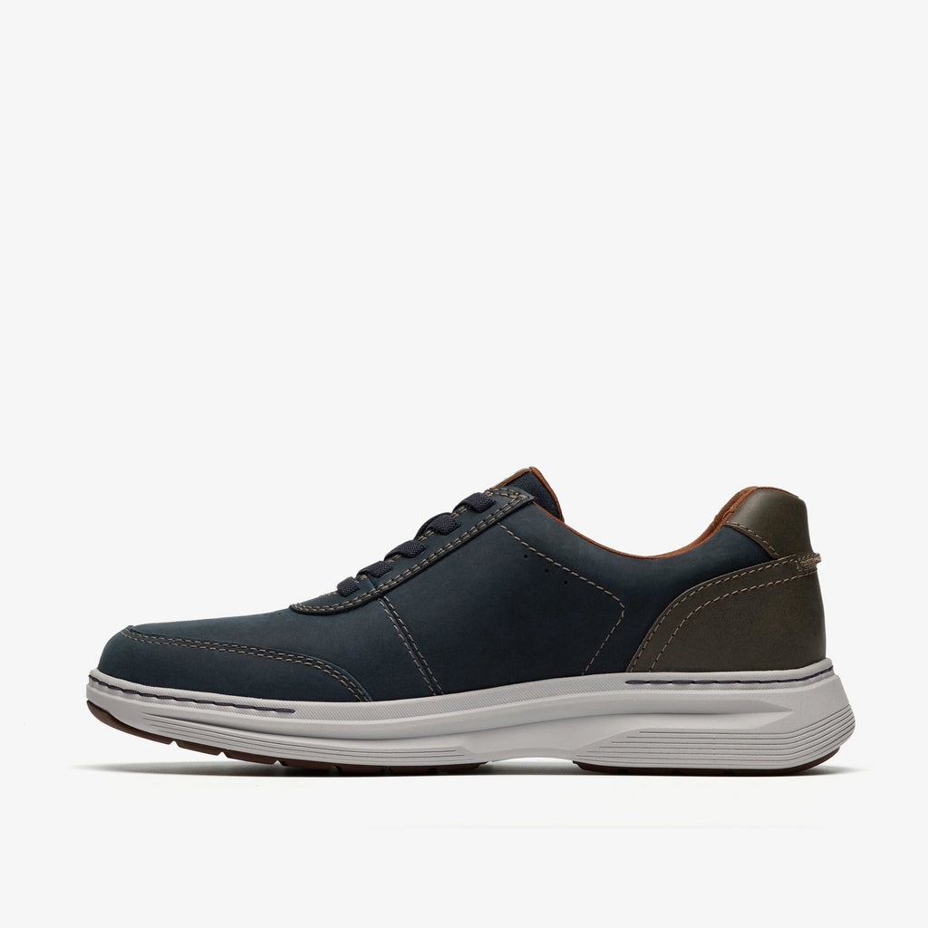 Elastic Lace Leather Sneaker - Navy