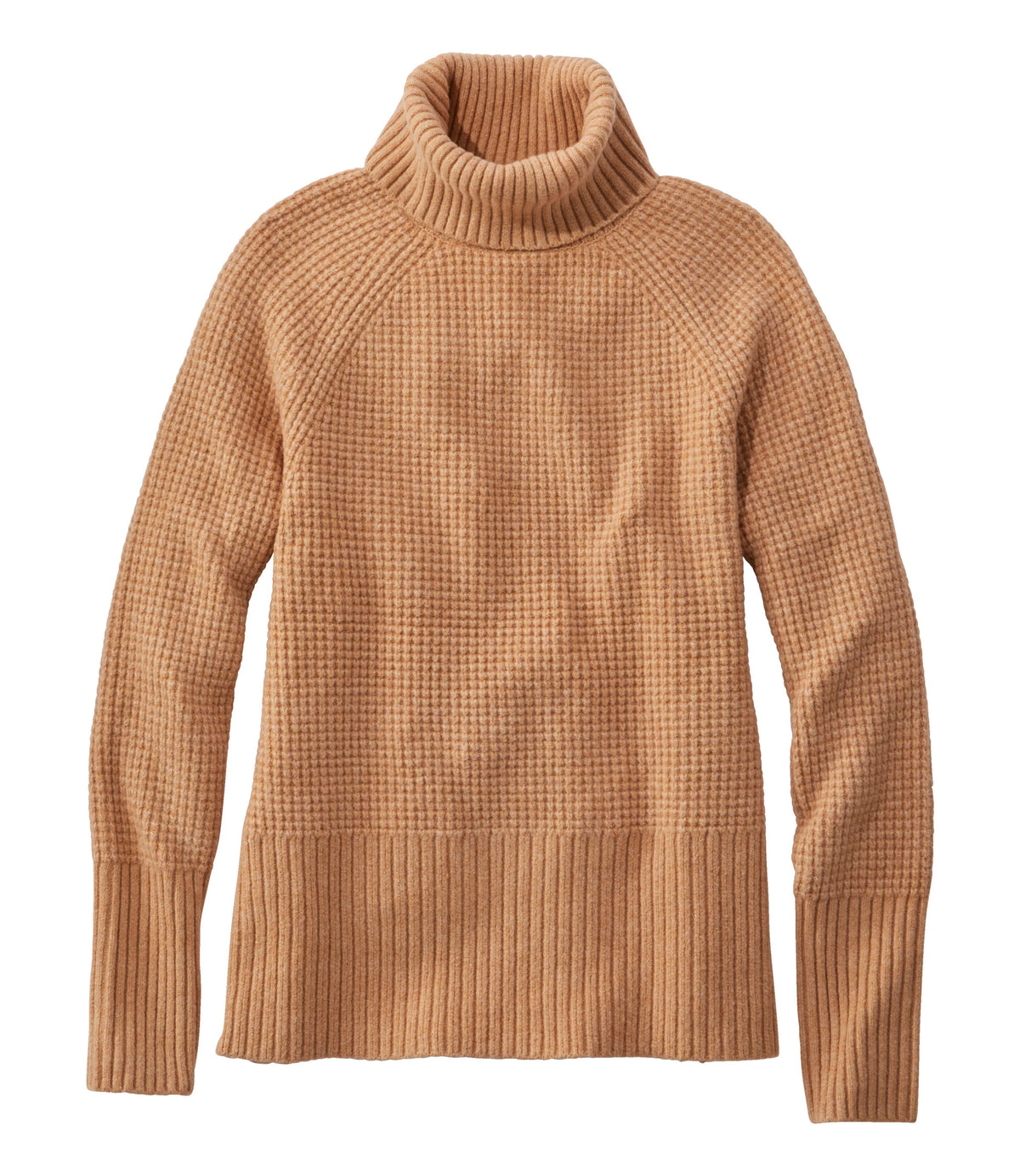 Women's Waffle Knit Turtleneck Sweater - Black